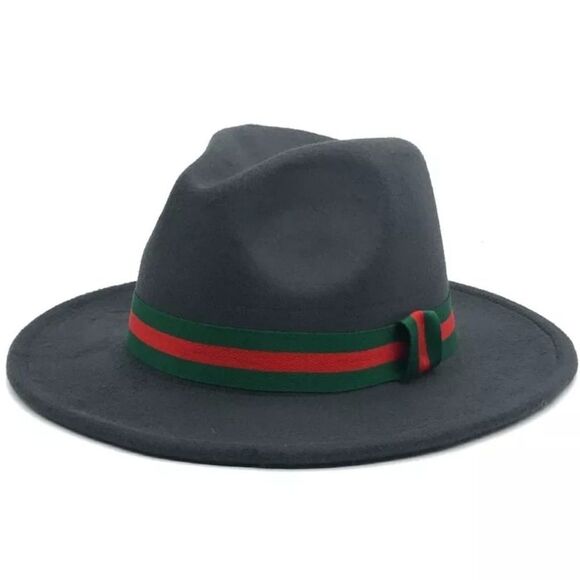 Dark Gray Fedora Hat with Elastic Band - Picture 1 of 1